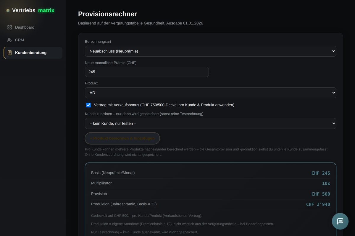 Provisionsrechner mit automatischer Berechnung